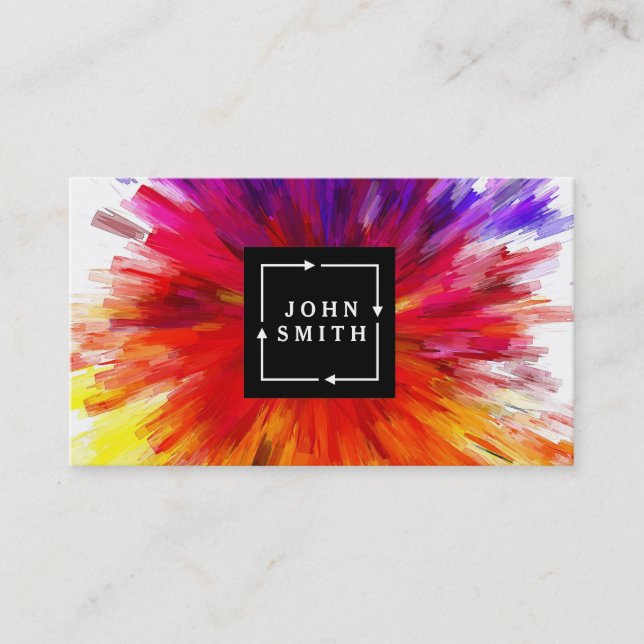 Modern Multi-colour Watercolors Cool Abstract Business Card (Front)