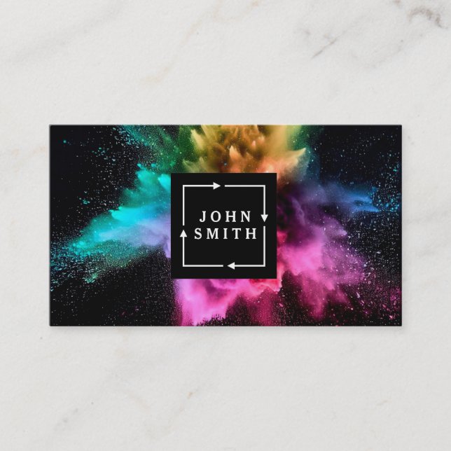 Modern Multi-colour Watercolors Cool Abstract Business Card (Front)