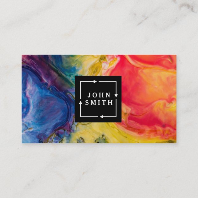 Modern Multi-colour Watercolors Cool Abstract Business Card (Front)