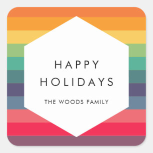 Modern multi coloured geometric Holidays Square Sticker