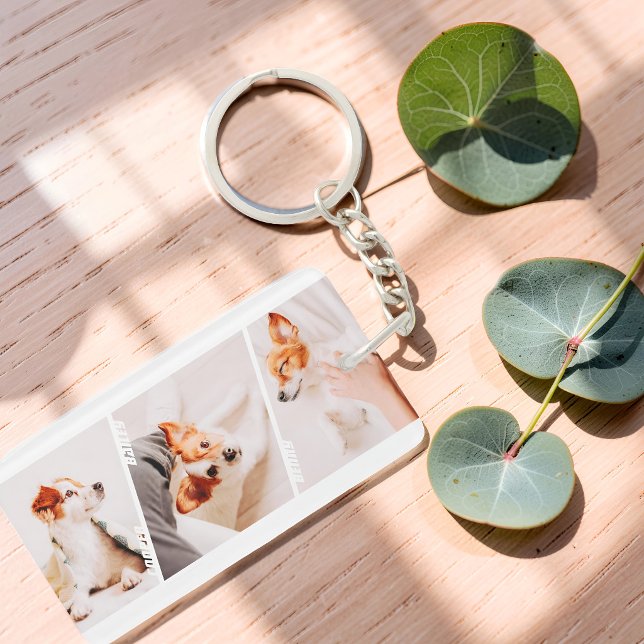 Modern Multi-Pet Owner Collage Keepsake Keychain (Creator Uploaded)
