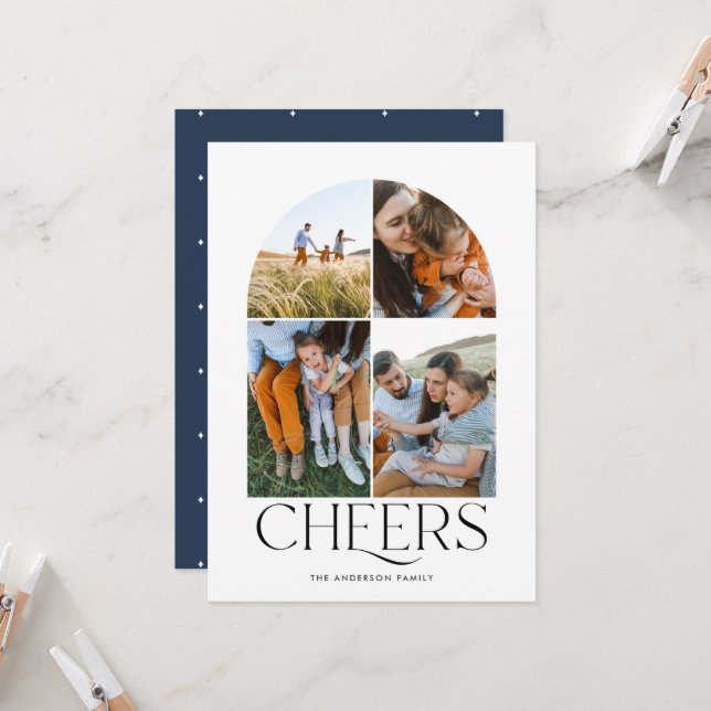 Modern multi photo blue christmas 4 photo (Front/Back In Situ)