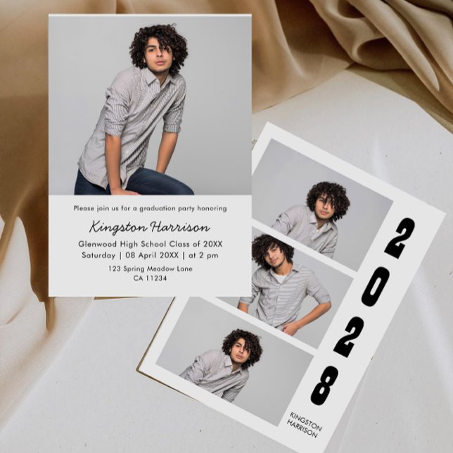 Modern Multi Photo Boy Graduation Invitation (Creator Uploaded)