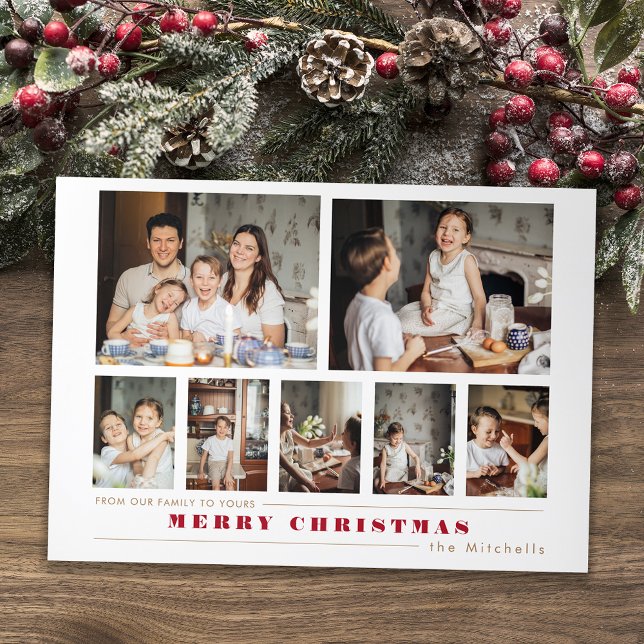 Modern Multi-Photo Christmas Collage Tri-Fold Holiday Card (Creator Uploaded)