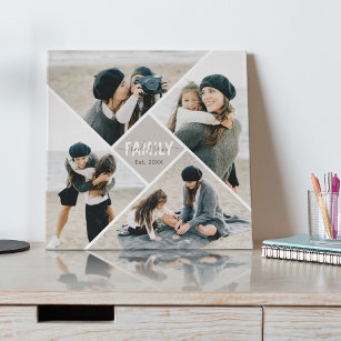 Modern Multi-Photo Collage FAMILY Gift  Faux Canvas Print
