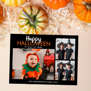 Modern Multi Photo Collage Happy Halloween Holiday Card