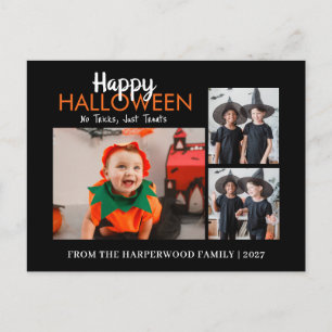 Modern Multi Photo Collage Happy Halloween Holiday Postcard