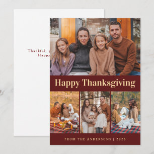 Modern Multi Photo Collage Happy Thanksgiving Holiday Card