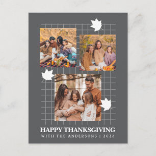 Modern Multi Photo Collage Happy Thanksgiving Holiday Postcard