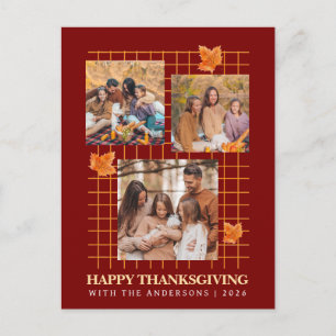 Modern Multi Photo Collage Happy Thanksgiving Holiday Postcard