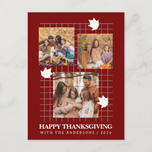 Modern Multi Photo Collage Happy Thanksgiving Holiday Postcard