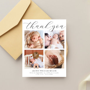 Modern Multi Photo Collage New Baby Thank You Postcard