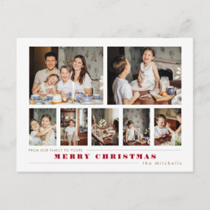 Modern Multi-Photo Collage w/Custom Text Postcard