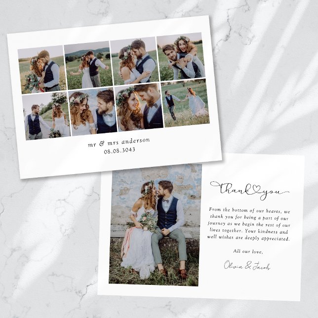 Modern Multi Photo Collage Wedding Thank You Card (Creator Uploaded)