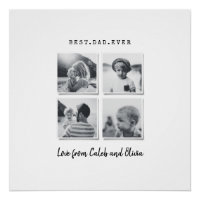 Modern multi photo dad gift elegant black white ca