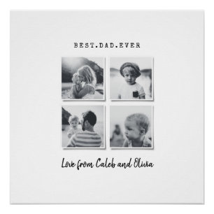 Modern multi photo dad gift elegant black white ca poster