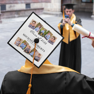Modern Multi Photo Elegant 2025 Graduation Cap Topper