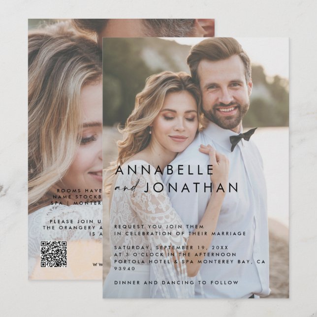 Modern multi photo elegant wedding save the date (Front/Back)