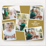 Modern multi photo family mustard simple mouse pad<br><div class="desc">Modern stylish multi photo family home decor. The mustard colour can be changed.</div>