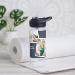 Modern multi photo family navy blue simple family water bottle<br><div class="desc">Modern stylish multi photo family gift. The navy blue colour can be changed.</div>