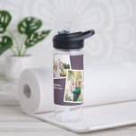 Modern multi photo family purple simple family wat water bottle<br><div class="desc">Modern stylish multi photo family gift. The purple colour can be changed.</div>