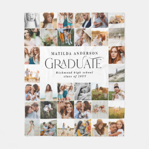 modern multi photo graduate stylish class of 2022  fleece blanket