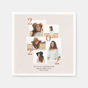 Modern multi photo graphic geometric terracotta  napkin