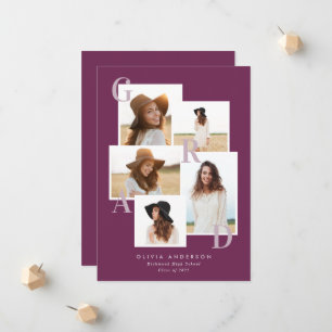 Modern multi photo graphic purple typography announcement
