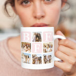 Modern Multi Photo Grid BFF Pink Coffee Mug<br><div class="desc">Create your very own BFF mug with this modern multi-photo grid collage and text. Design features 6 Photographs in curved corner squares with the text BFF in pink blocks that can be changed to any colour. In the centre of the coffee mug reads the heading 'BEST FRIENDS FOREVER' with a...</div>