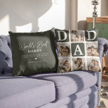 Modern Multi Photo Grid Cute DAD Gift Throw Pillow<br><div class="desc">Create your very own DAD pillow with this modern multi-photo grid collage and text. Design features 6 Photographs with curved corner squares with the text DAD in khaki green blocks that can be changed to any color. On the reverse the text 'World's Best Daddy' with a cute father quote that...</div>