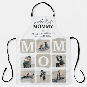 Modern Multi Photo Grid Cute MOM Gift Apron