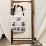 Modern Multi Photo Grid Cute MOM Gift Tote Bag<br><div class="desc">Create your very own MOM tote bag with a modern multi-photo grid collage and customizable text. This design features 6 photographs in curved corner squares, a MOM text that you can change to any colour, and a World's Best Mommy reverse side. Personalize the heart and kids' name/s for a unique...</div>