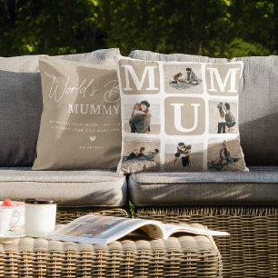 Modern Multi Photo Grid Cute MUM Gift Throw Pillow