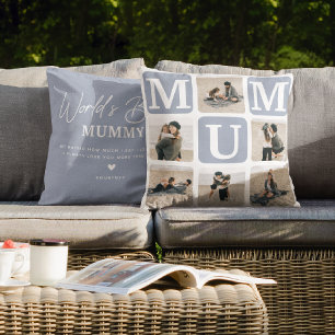 Modern Multi Photo Grid Cute MUM Gift Throw Pillow