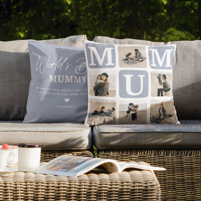 Modern Multi Photo Grid Cute MUM Gift  Throw Pillow (Creator Uploaded)