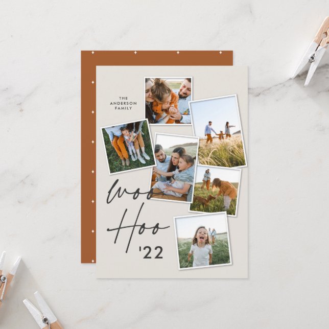 Modern multi photo rust christmas new year (Front/Back In Situ)