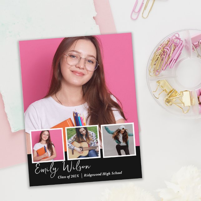 Modern Multi Photo Senior Graduation Announcement (Modern Photo Graduation Announcement | Class of 2026 Senior Portrait | Elegant Multi Photo Grad)