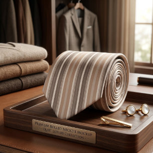 Modern Multi-Stripe Pattern in Coffee and Cream Tie