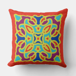 Modern multicolor all over fabric print pattern th throw pillow
