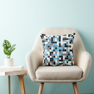 Modern Multicolor Geometric Square Pattern Throw Pillow