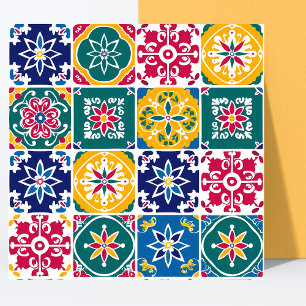 Modern Multicolor Pattern Mexican Papel Picado  Tile