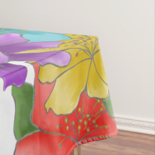 Modern Multicolor Watercolor Floral Tablecloth