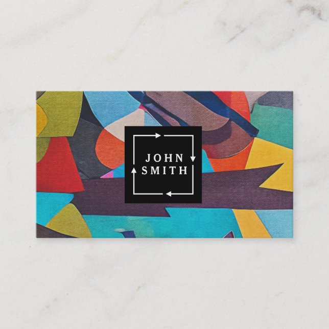 Modern Multicolor Watercolors Flower Cool Abstract Business Card (Front)