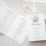 Modern Multicolor Wildflower Folded Wedding Program<br><div class="desc">This modern multicolor wildflower folded wedding program is perfect for a rustic wedding. The design features green,  yellow,  purple,  blue watercolor colourful meadow flowers.

Include a quote or short message,  order of service,  wedding party and thank you message.</div>