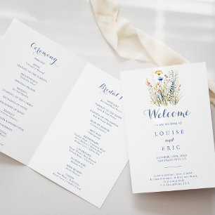 Modern Multicolor Wildflower Folded Wedding Program