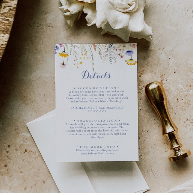 Modern Multicolor Wildflower Wedding Details Enclosure Card (Creator Uploaded)