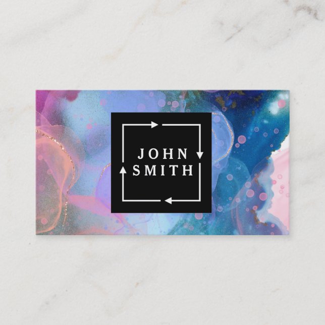 Modern Multicolore Watercolor Cool Abstract  Business Card (Front)