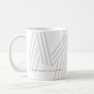 Modern Multiline Monogram Letter Personalized Coffee Mug