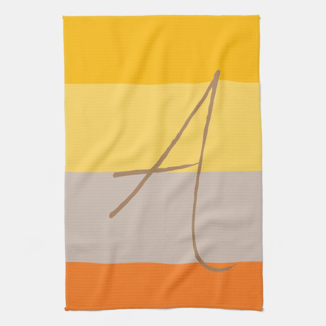 Modern Multiple Pastel Colour Monogram Name Initia Kitchen Towel (Vertical)