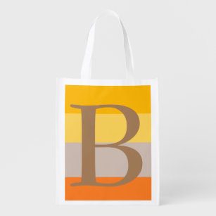 Modern Multiple Pastel Colour Monogram Name Initia Reusable Grocery Bag